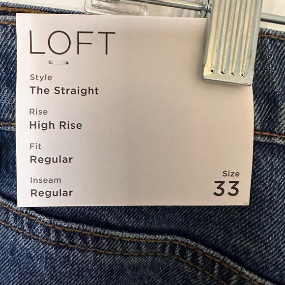 LOFT Dark Blue Straight High Rise Tuxedo Stripe Jeans 16 NWT - Picture 4 of 6